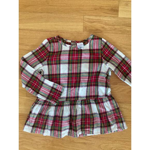 Hanna Andersson Flannelette Peplum Tartan Stewart Plaid Ruffle Top 6-7 Christmas - Picture 4 of 11
